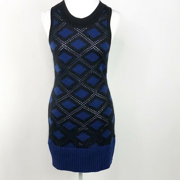 IIsli Knit Tank Dress Black Blue Soft Stretchy Petite Large Sample See Measureme - Picture 1 of 7